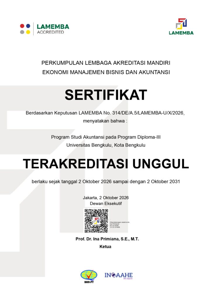 Prodi D-III Akuntansi FEB Universitas Bengkulu Raih Akreditasi Unggul untuk Lima Tahun ke Depan
